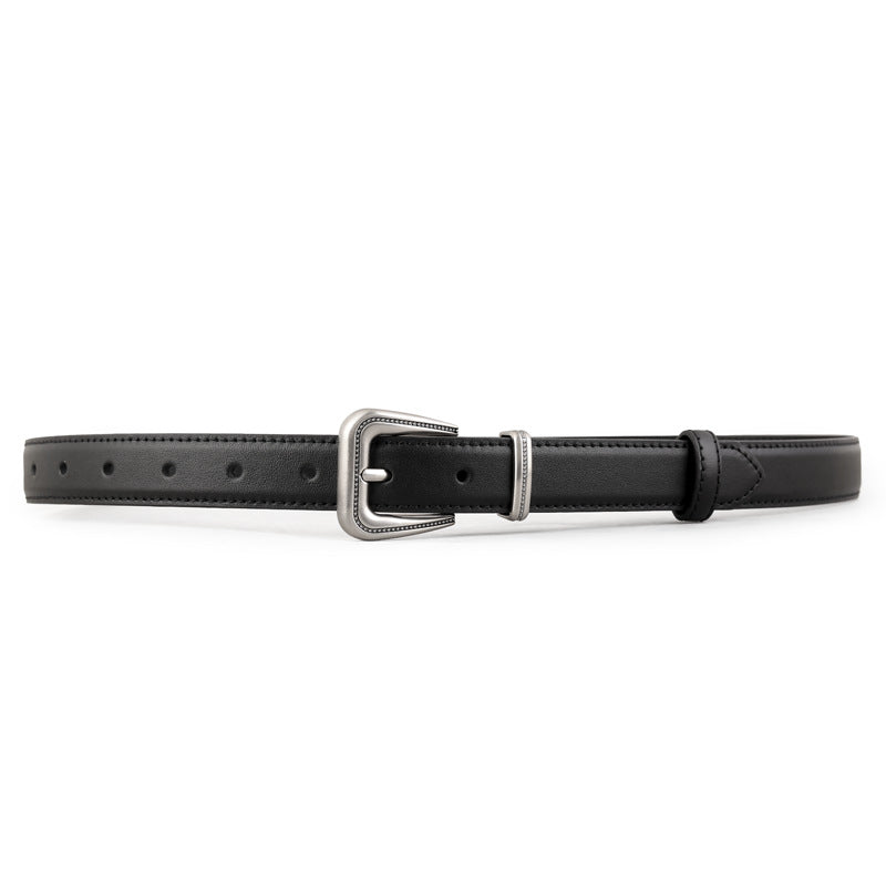 Leather Belt with Silver Buckle