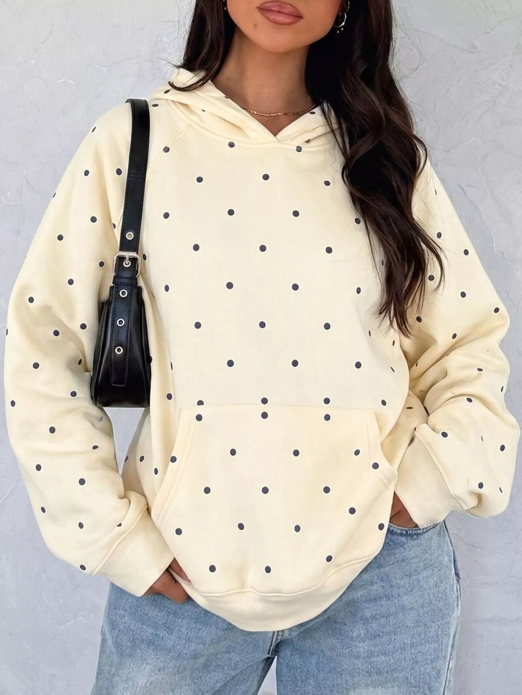 Polka Dot Raglan Sleeve Hoodie