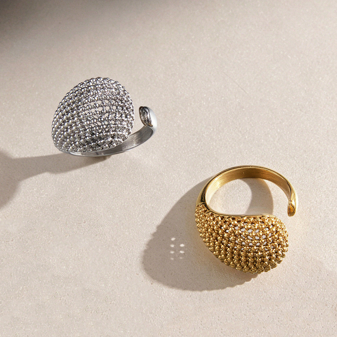 Mesh Dome Open Ring Collection