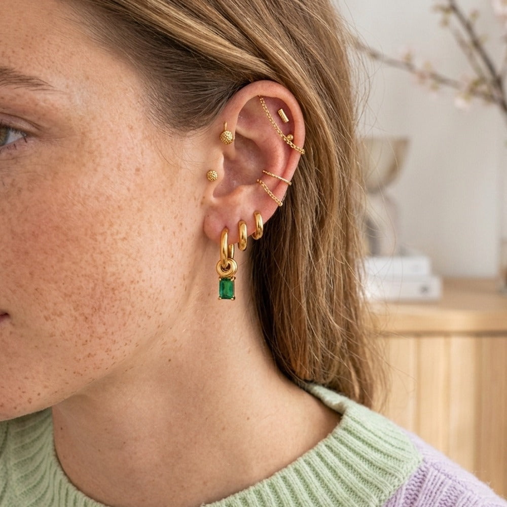 Green Zircon Hoop Earrings