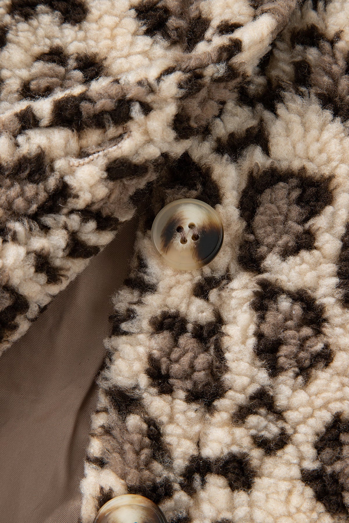 Leopard Sherpa Patchwork Flap Pocket Buttoned Jacket