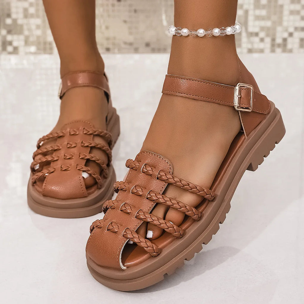Braided Ankle Strap Sandals