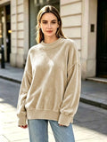 Full Size Crew Neck Dropped Shoulder Sweatshirt Plus Size