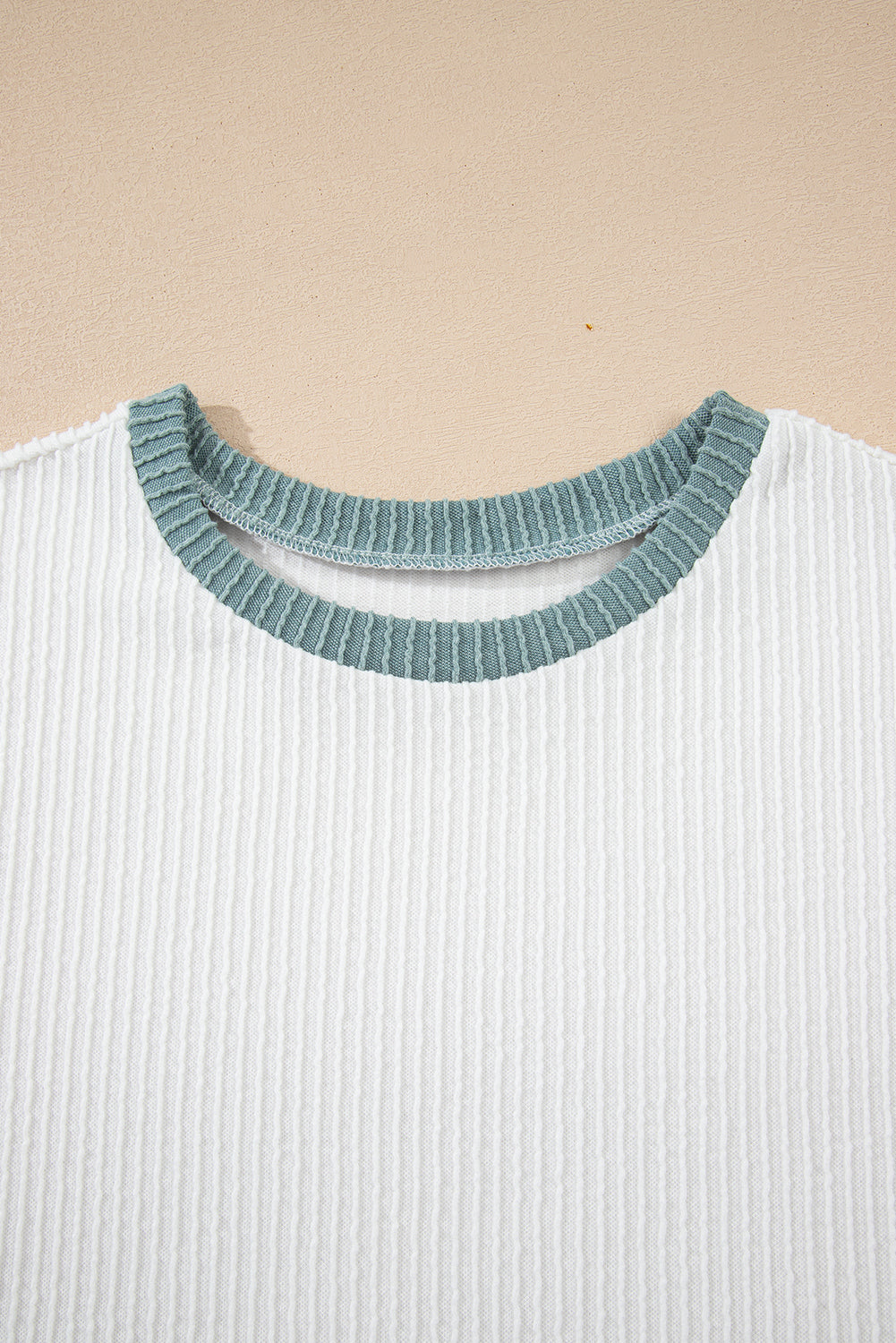 Colorblock Corded Knit Crew Neck Tee