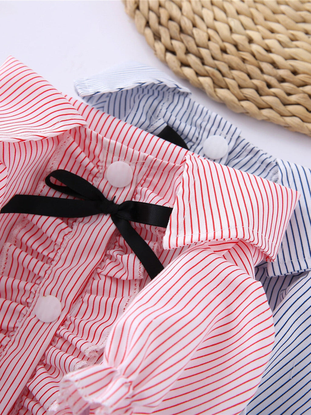 Striped Ruffle Pet Top with Bow