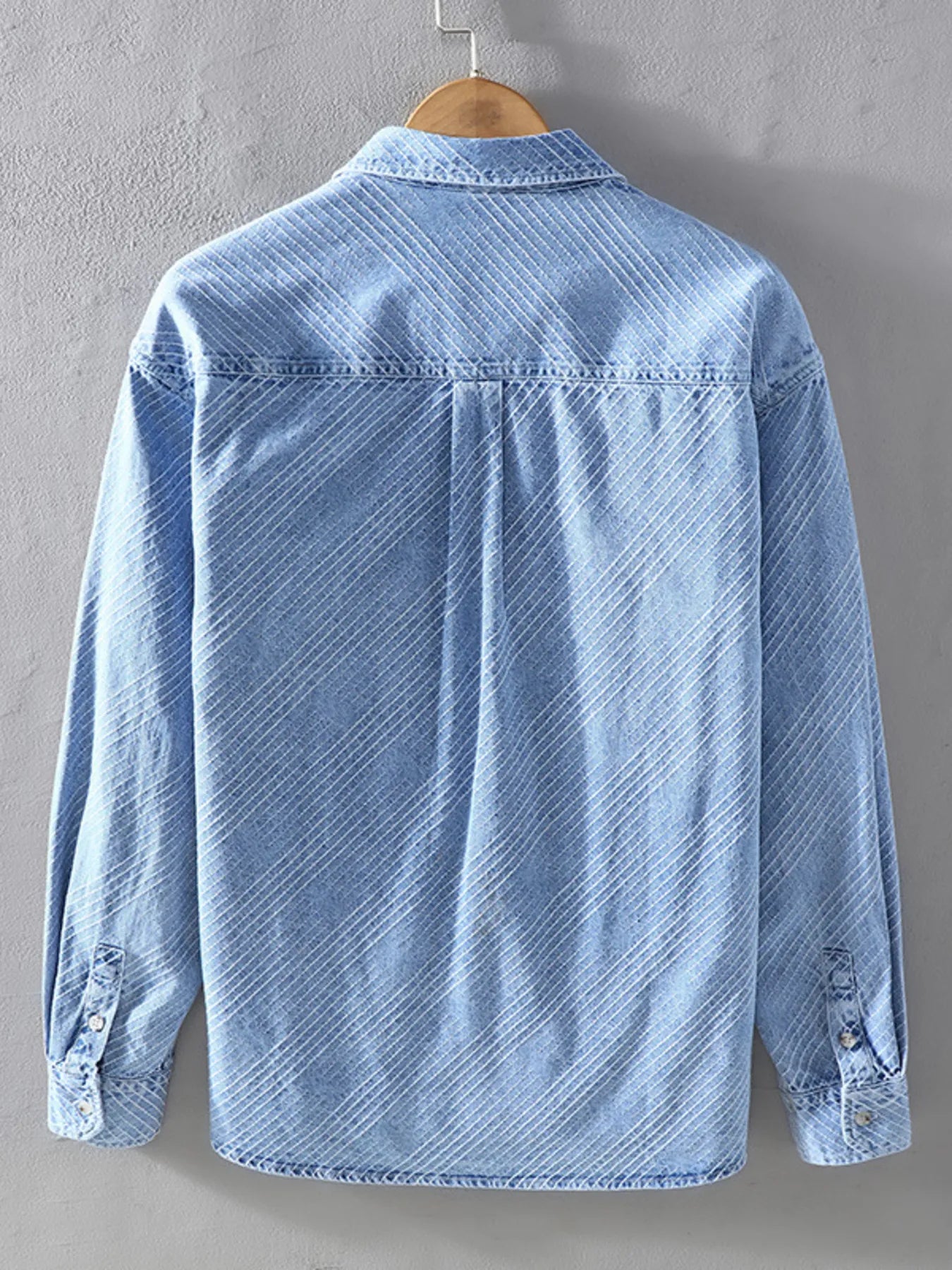 Men's Plus Size Button Up Long Sleeve Denim Shirt