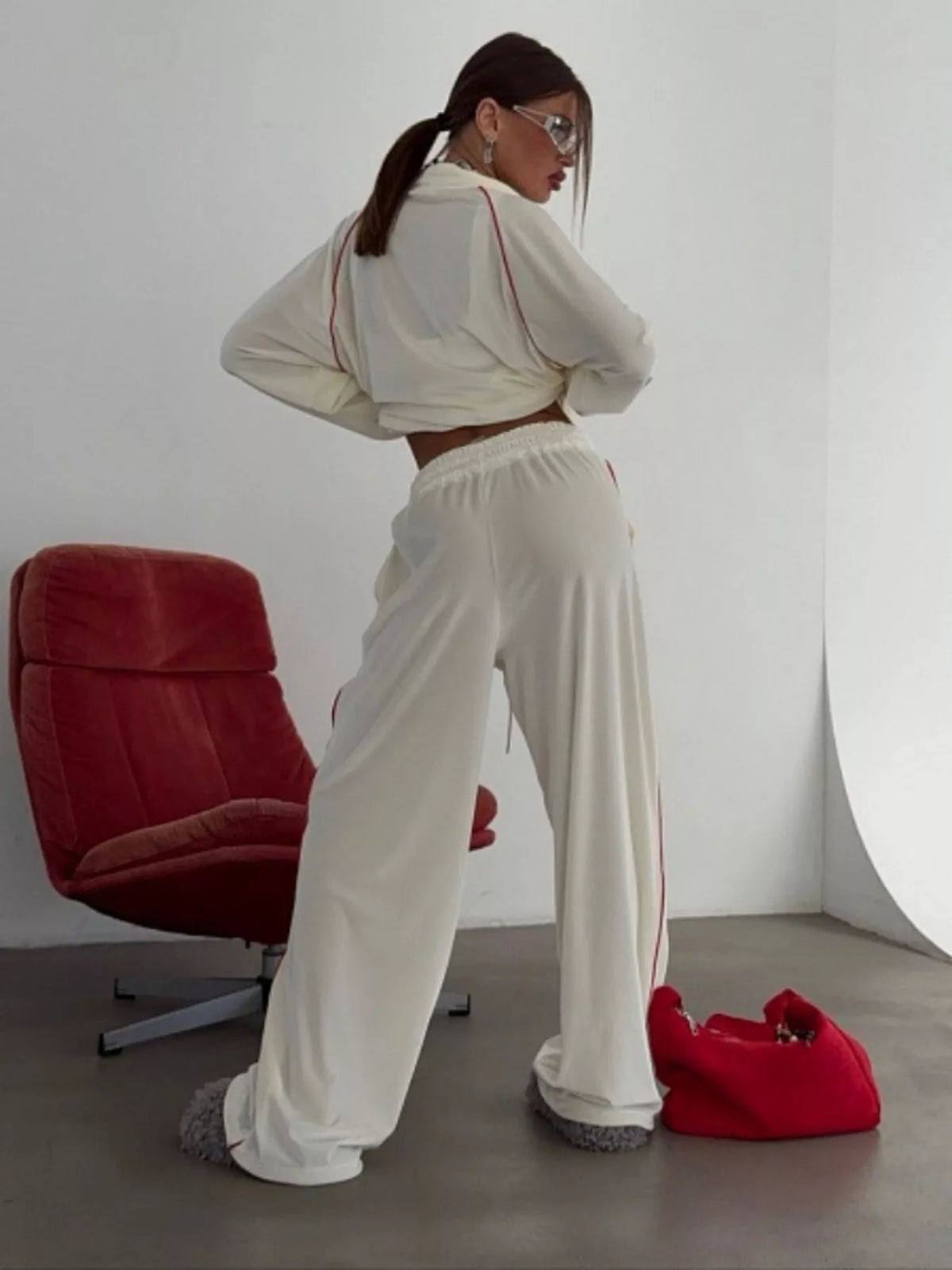 Zip Up Long Sleeve Top and Pants Set
