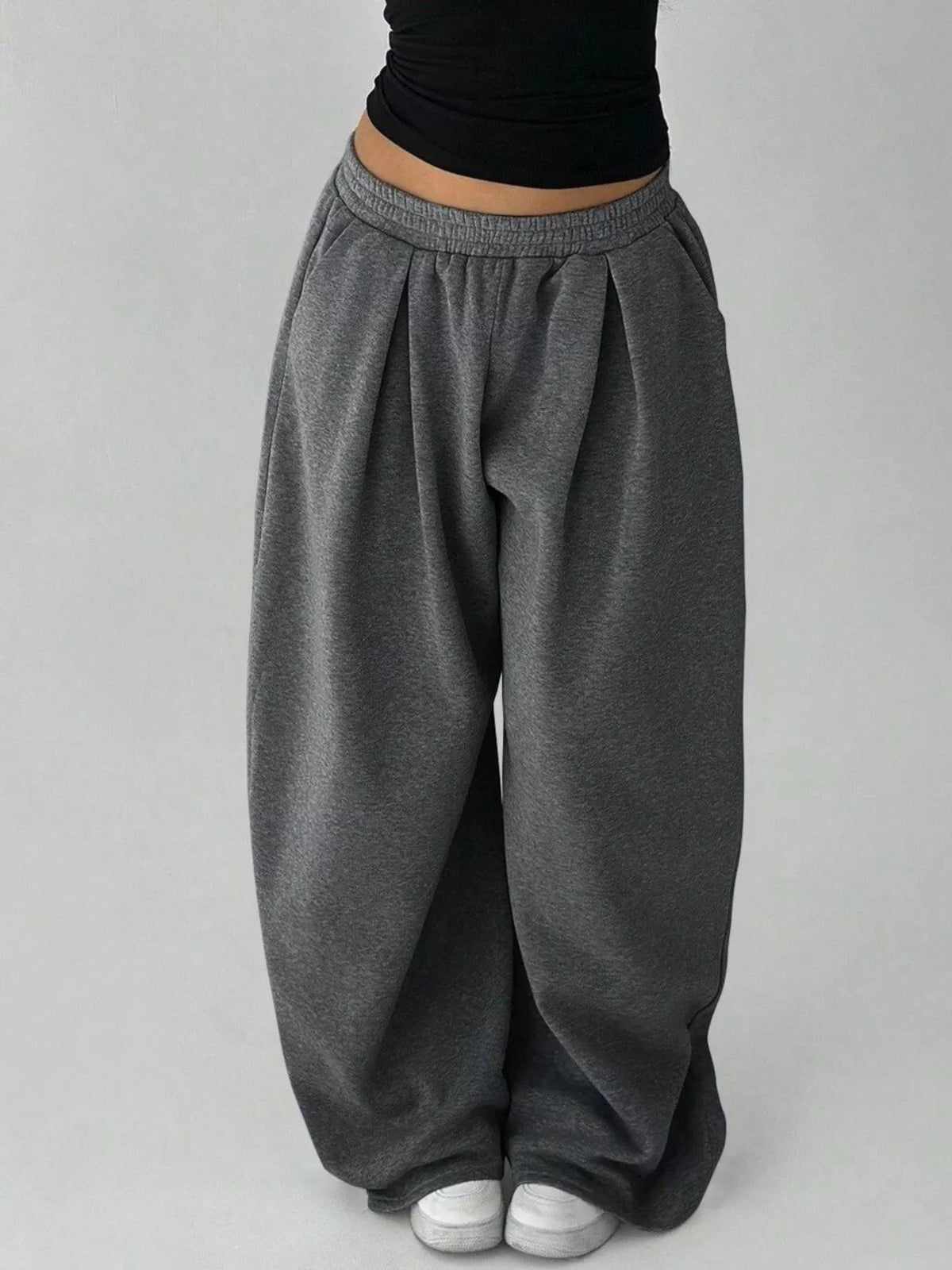 Elastic Waist Wide-Leg Sweatpants