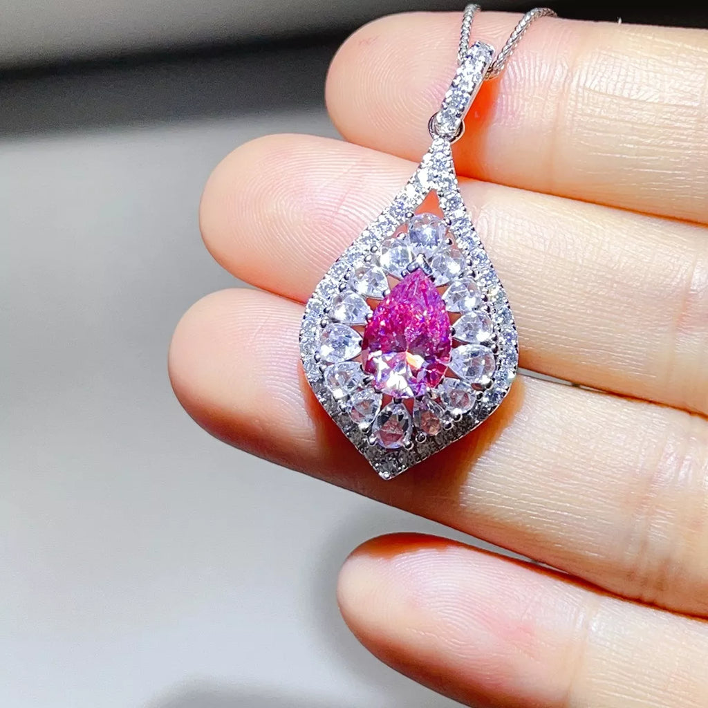 2 Carat 925 Sterling Silver Moissanite Pendant Necklace