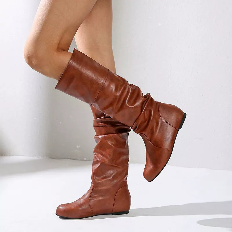 Round Toe Slouch Boots