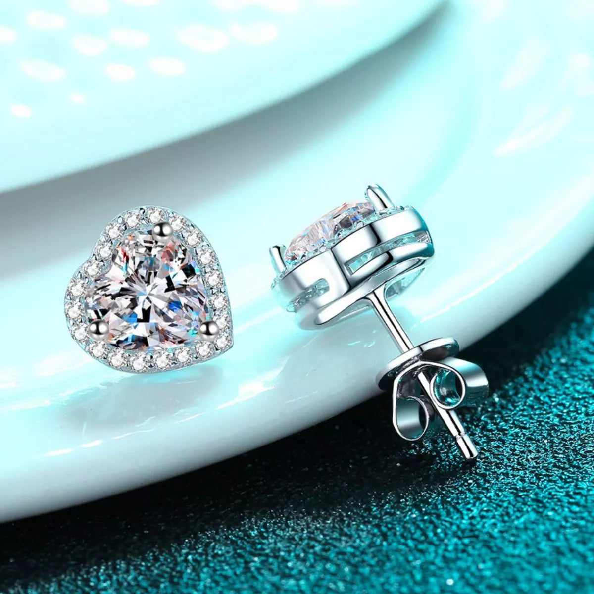 2 Carat 925 Sterling Silver Moissanite Heart Earrings