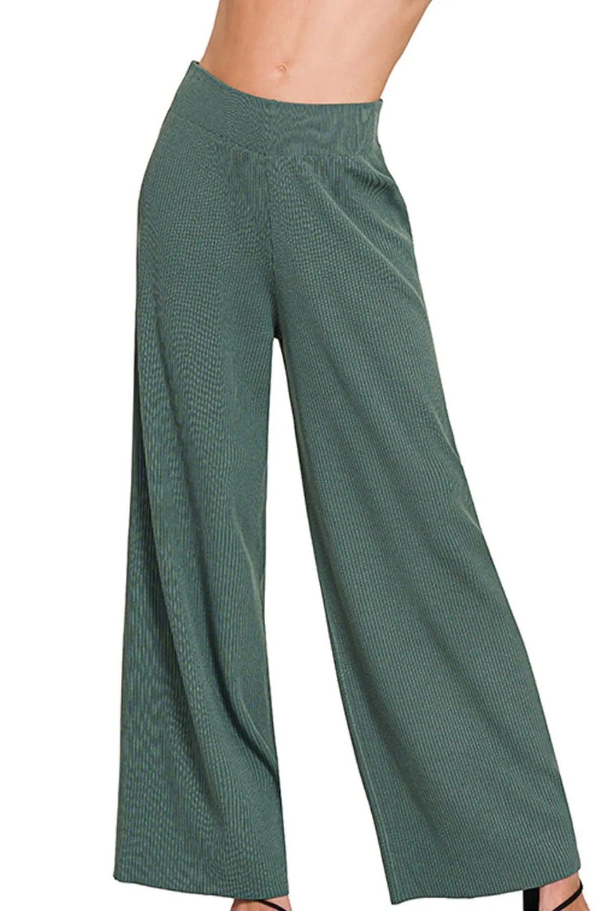 Zenana Viscose Ribbed Sweater Pants