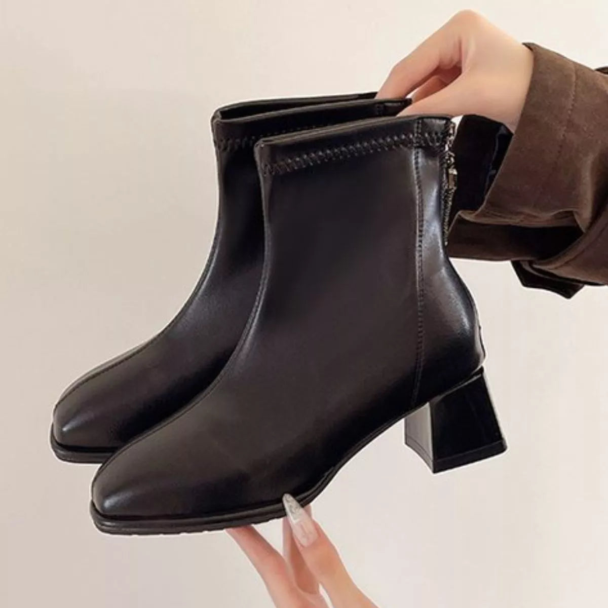 Square Toe Block Heels Boots