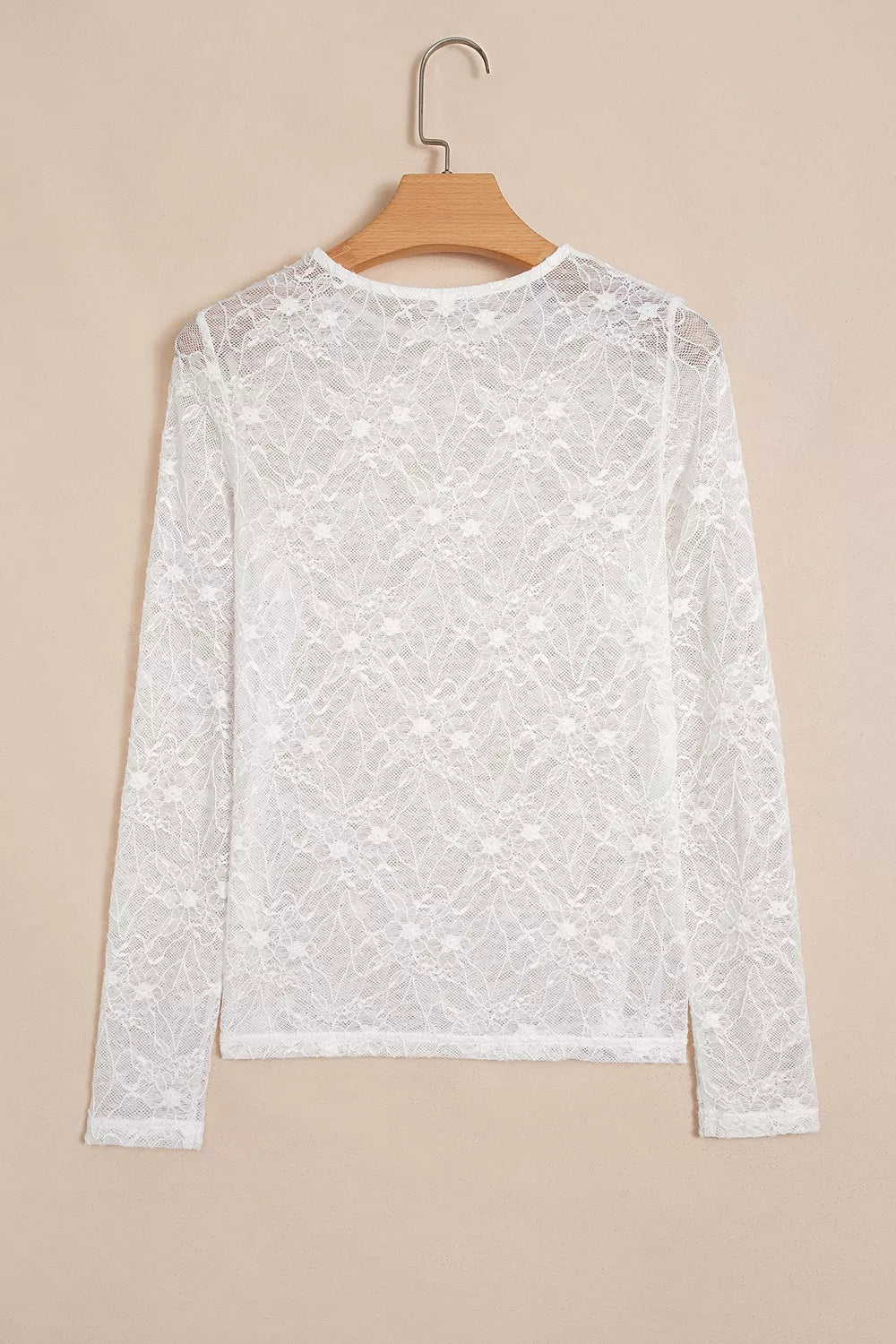 Long Sleeve Sheer Mesh Lace Top