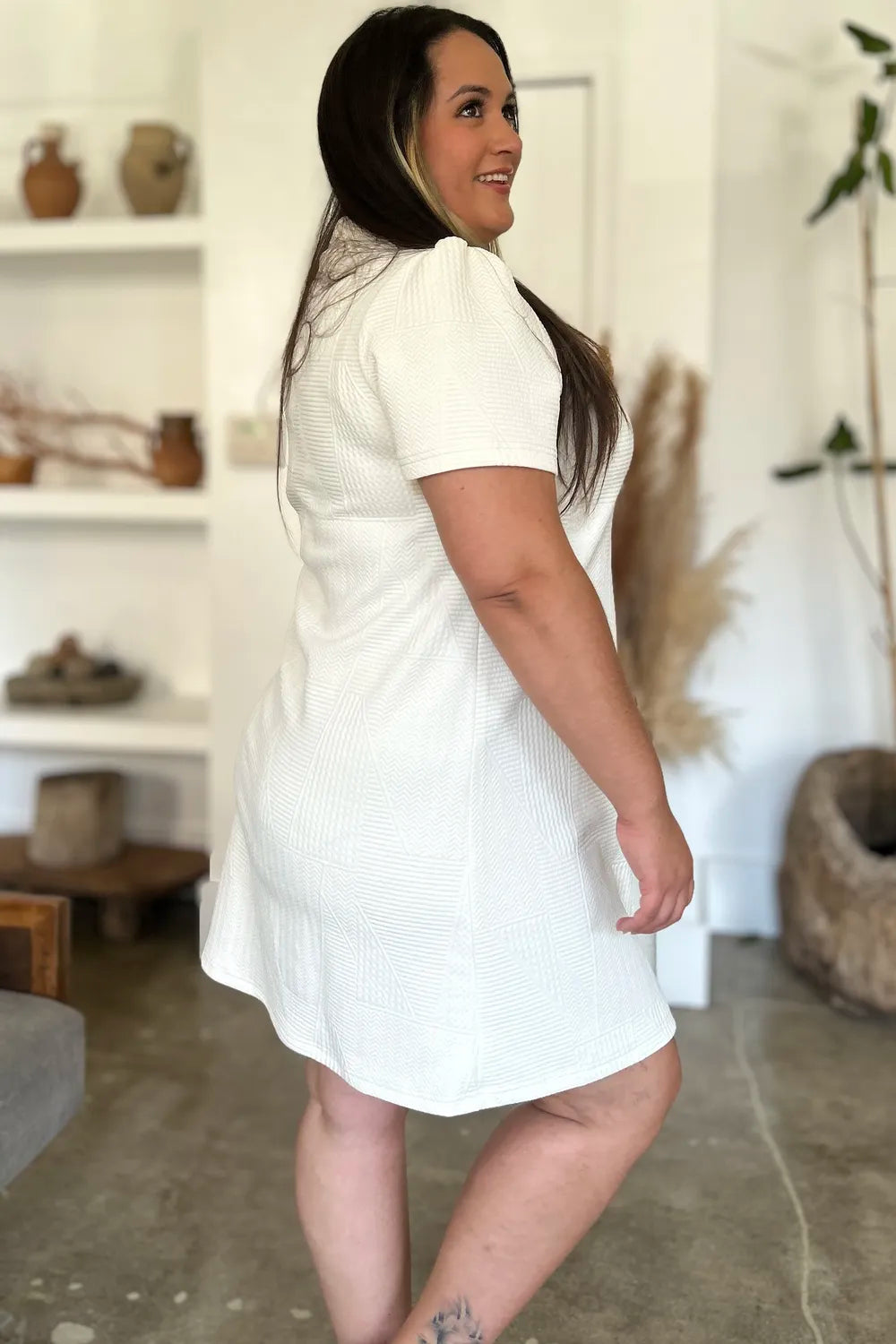 Texture Short Sleeve Dress