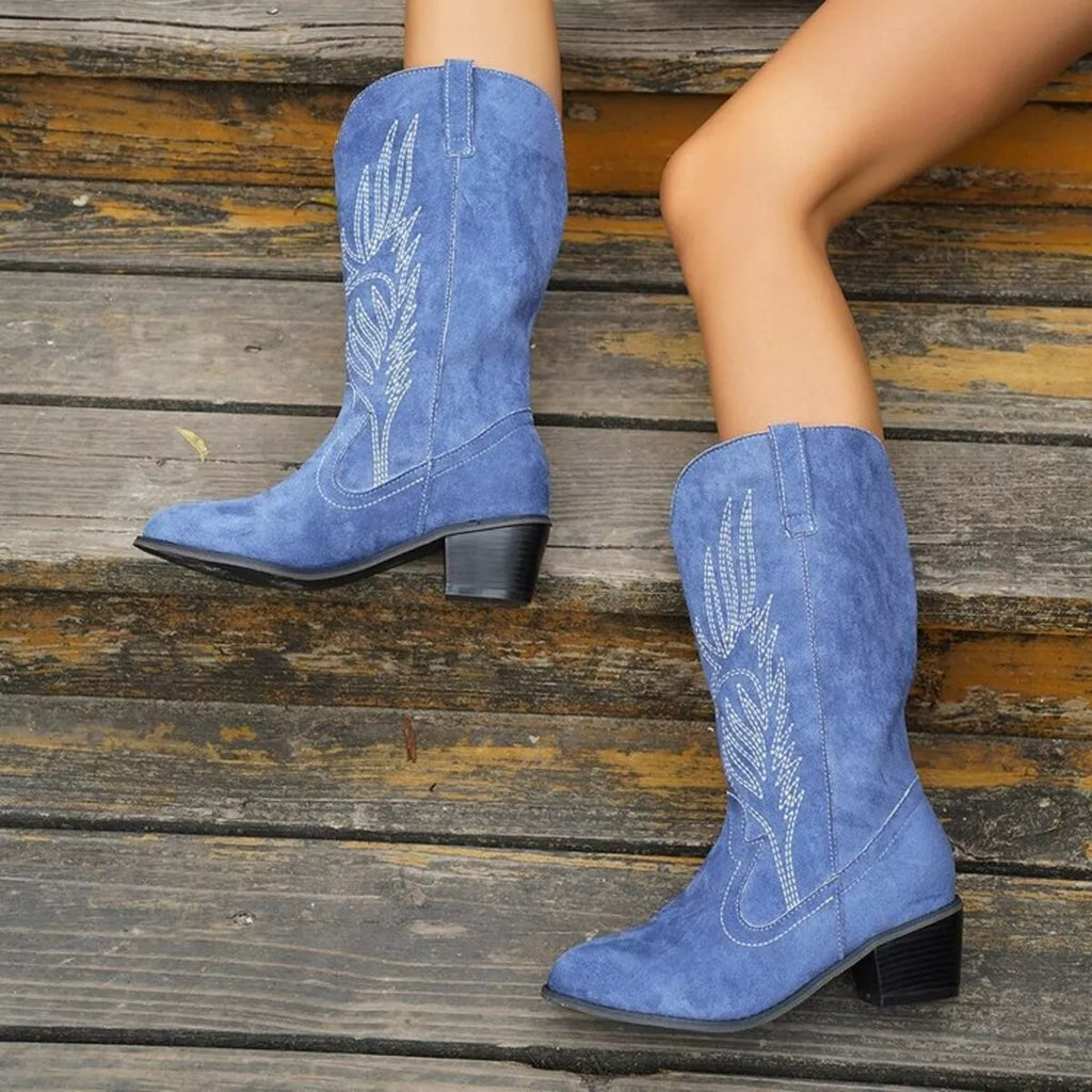 Point Toe Block Heels Boots