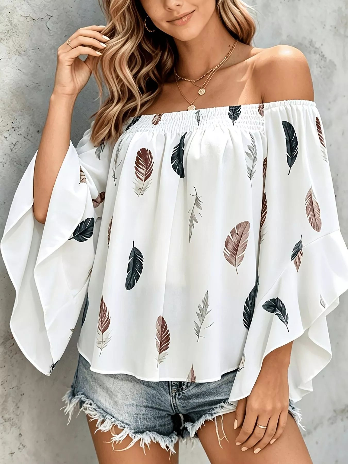 Printed Off Shoulder Blouse
