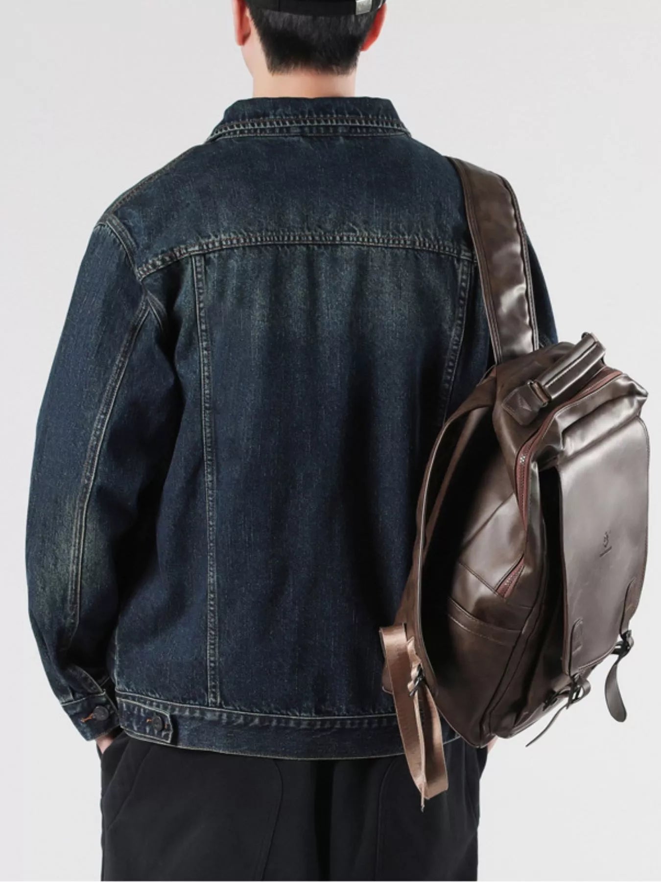 Men's Plus Size Button Up Wash Denim Jacket