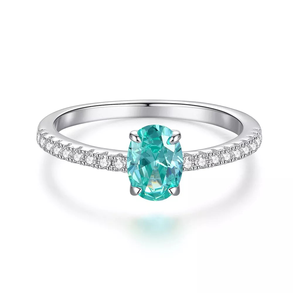 925 Sterling Silver Zircon Oval Ring