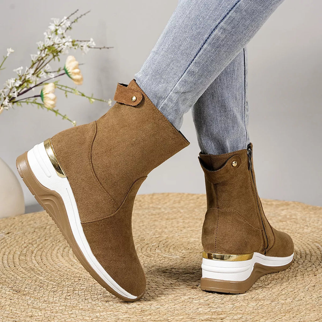 Suede Ankle Boots with Wedge Heel