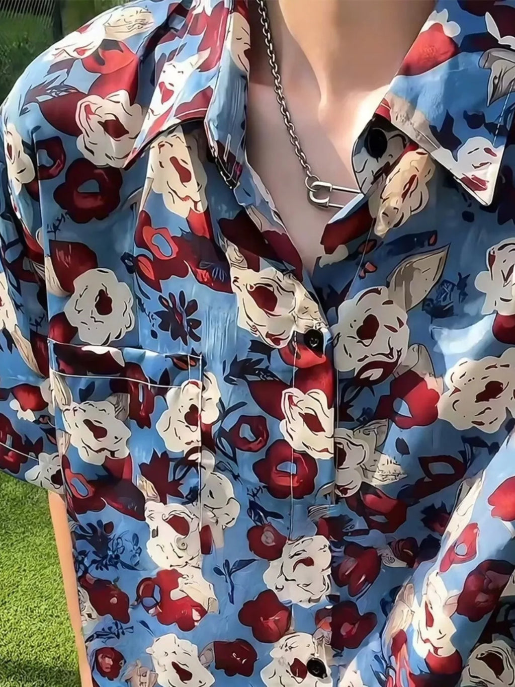 Men's Plus Size Floral Print Short-Sleeve Shirt