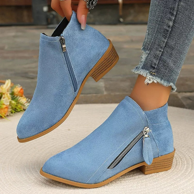 Point Toe Block Heels Boots