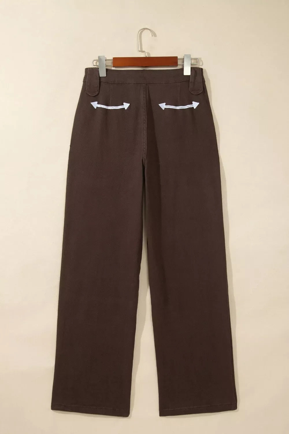 Western Colorblock Pockets Button Fly Decorative Belt Loops Straight Leg Jeans