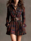 Plaid Long Sleeve Shirt Dress