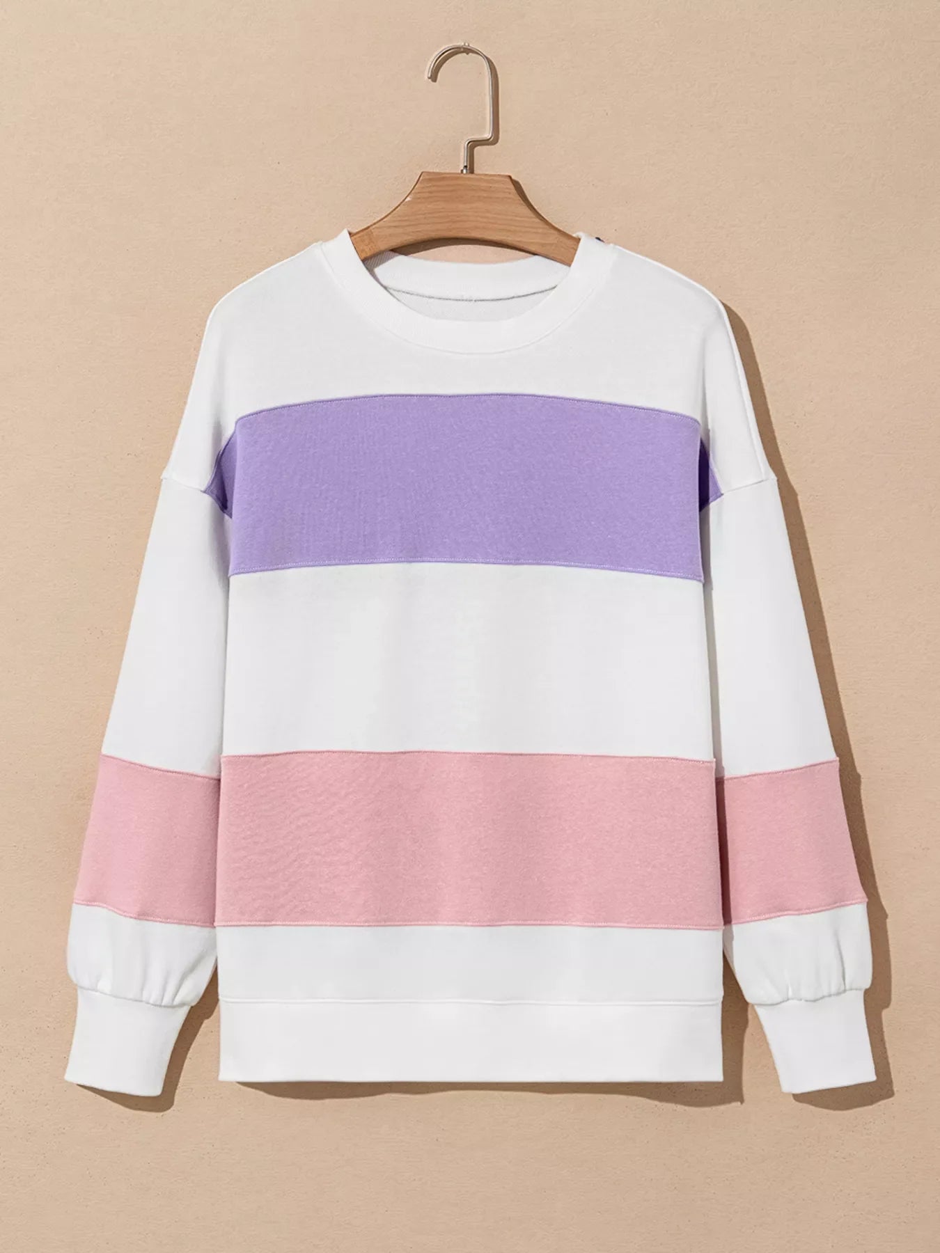 Colorblock Patchwork Drop Shoulder Crewneck Sweatshirt