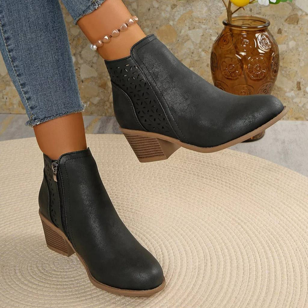 Point Toe Block Heels Boots