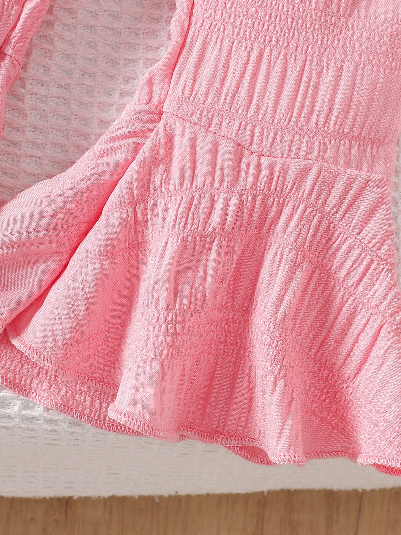 Children's Ruffled Trim Textured Top and Pants Set