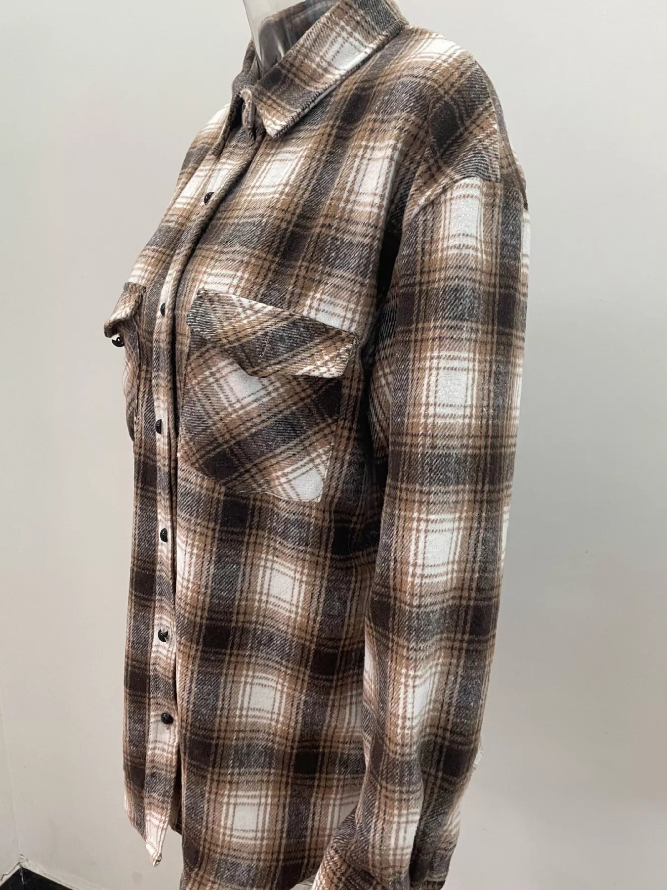 Full Size Plaid Button-Up Long Sleeve Shirt Plus Size