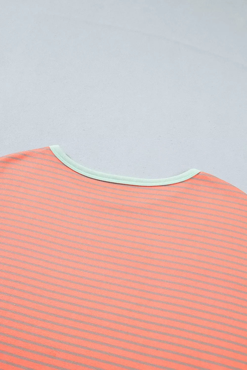 Stripe Colorblock Detail Raw Seam Long Sleeve Tunic Top