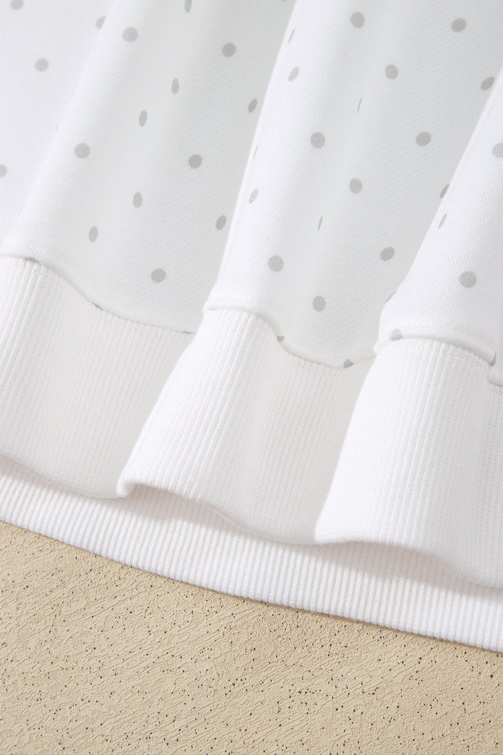 White Polka Dot Print Side Stripe Detail Casual Sweatshirt 2pcs Short Set
