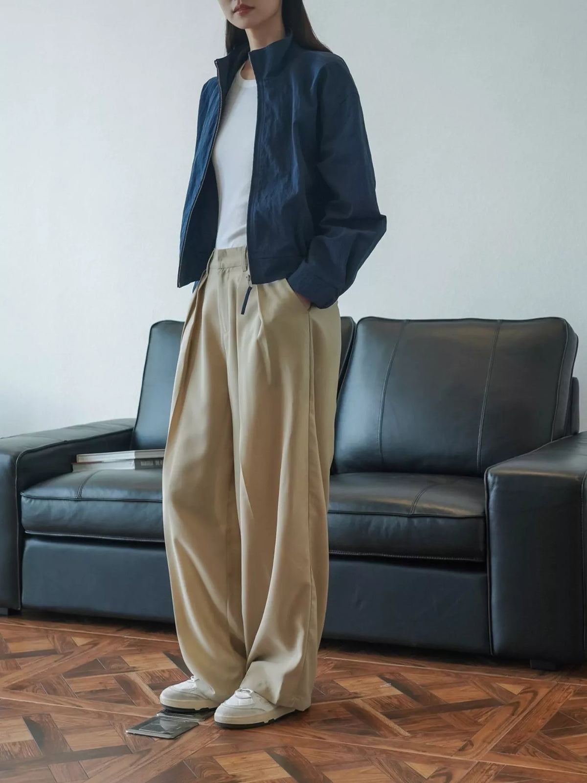 High-Waisted Pleated Wide-Leg Pants