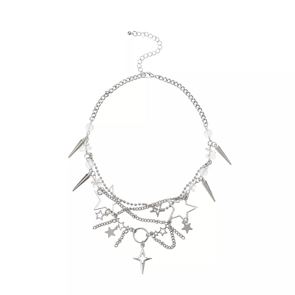 Gothic Star and Cross Charm Choker Necklace