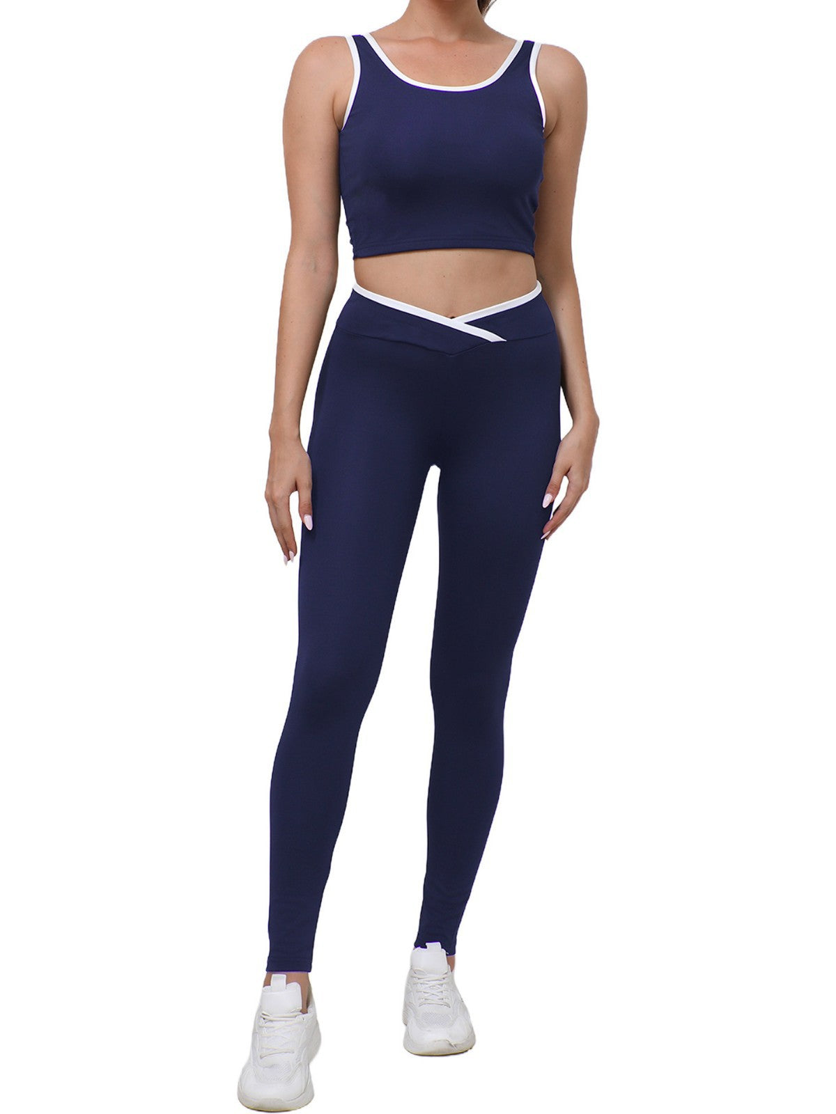European And American Style High-Waisted Butt-Lifting Pants, Breathable Fitness Running Tank Top Set, Outdoor Women's Yoga Wear