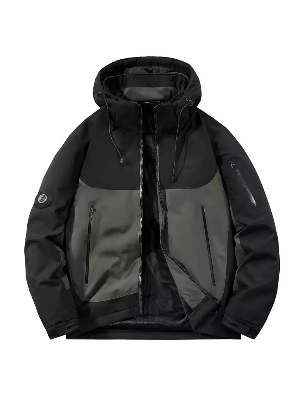 Men's Plus Size Hooded Color Block Windproof Jacket