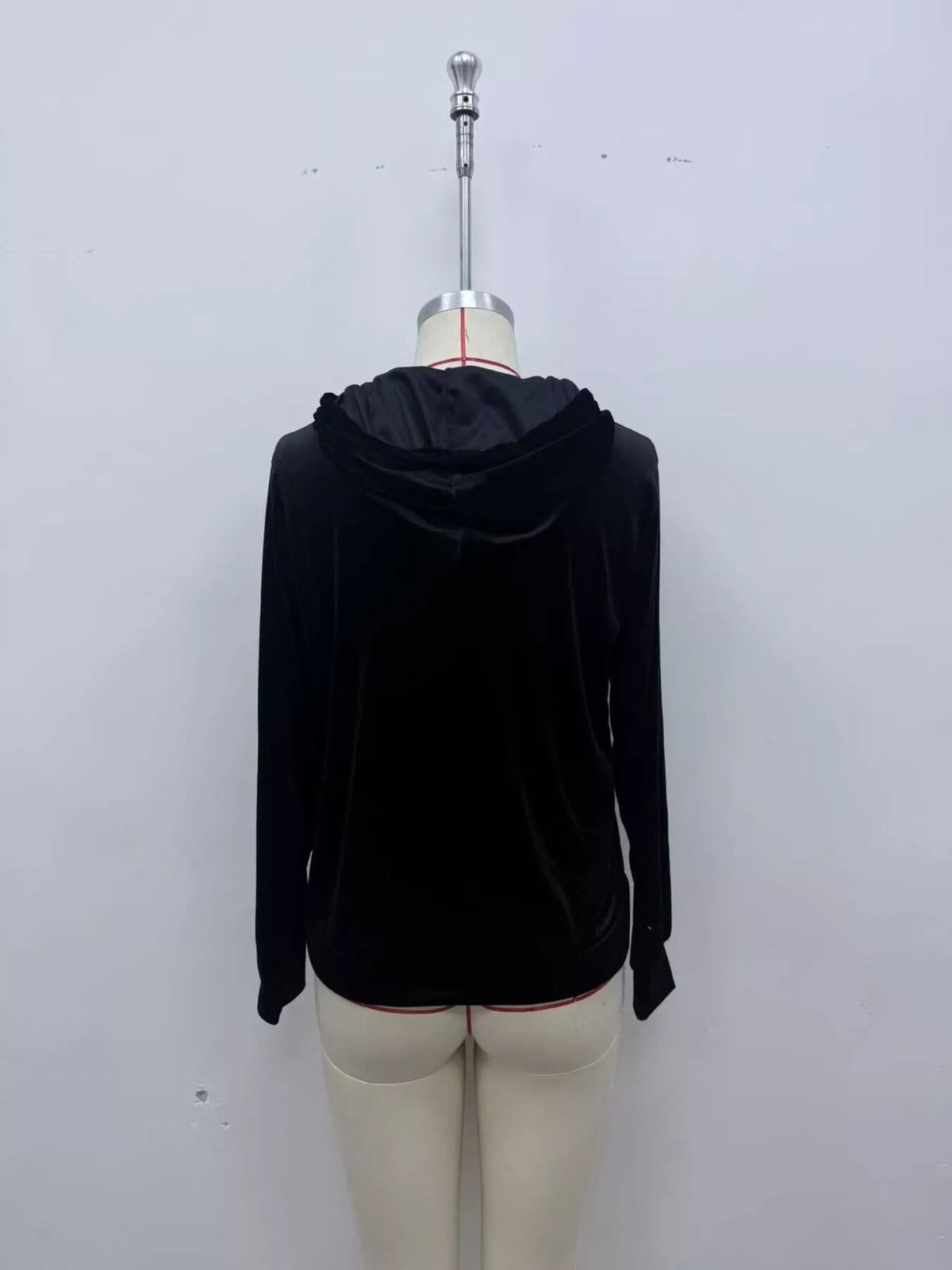 Full Size Velvet Kangaroo Pocket Hoodie Plus Size