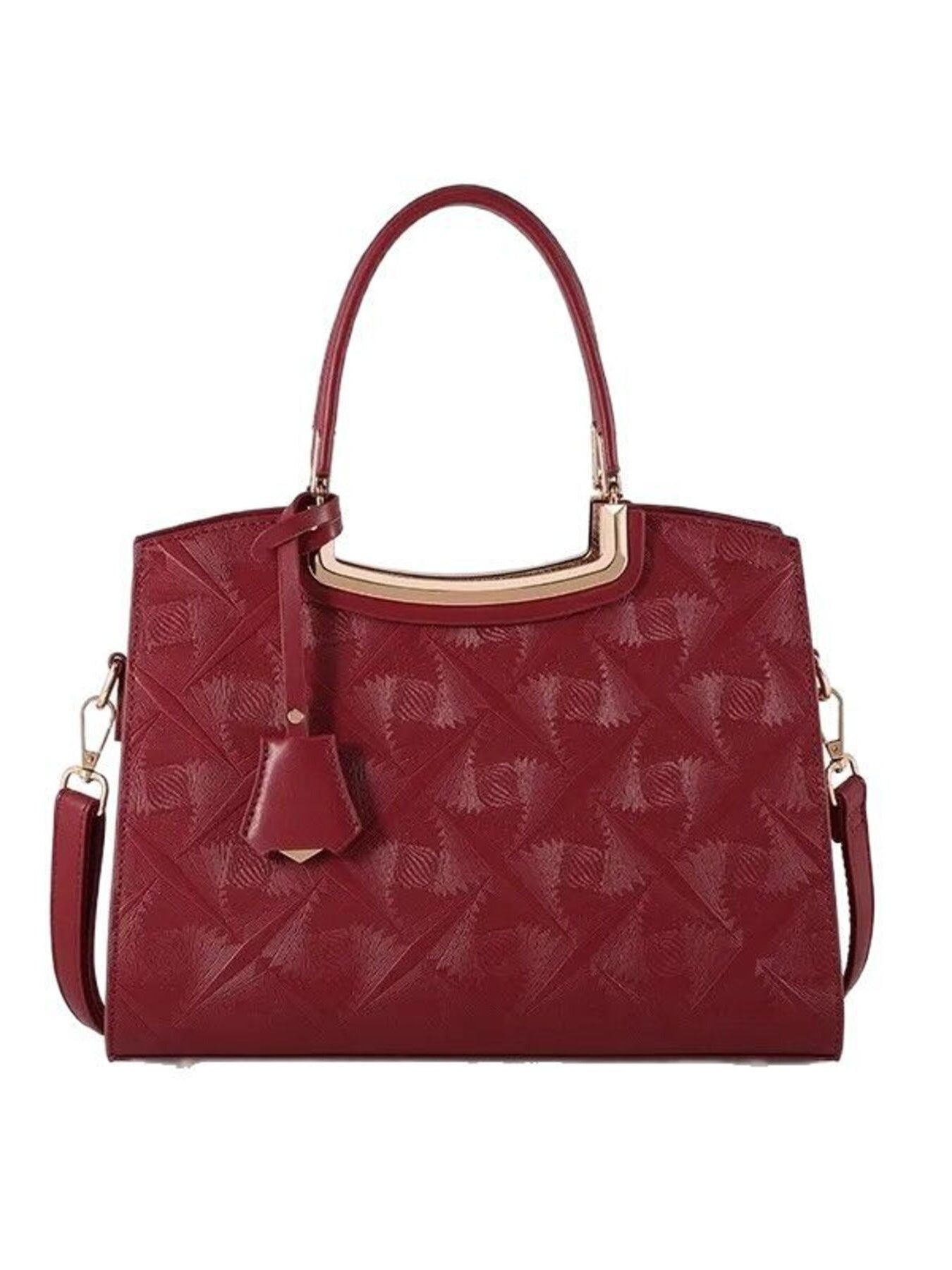 Embossed Leather Top Handle Handbag