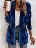 Full Size Velvet Open-Front Cardigan Plus Size