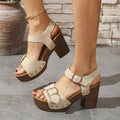 Buckle Platform Wedge Sandals