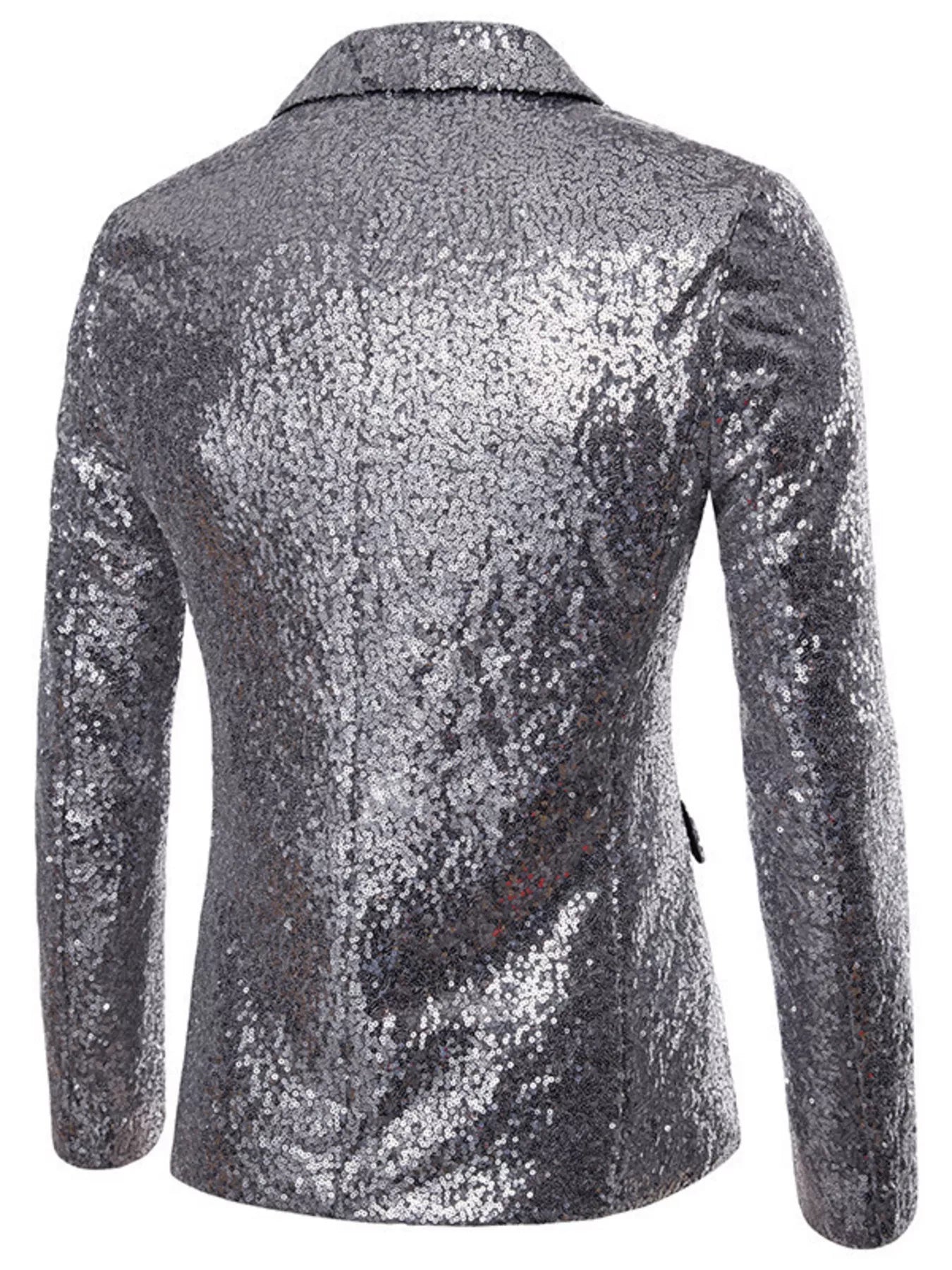 Men's Full Size Sequin One Button Blazer Plus Size