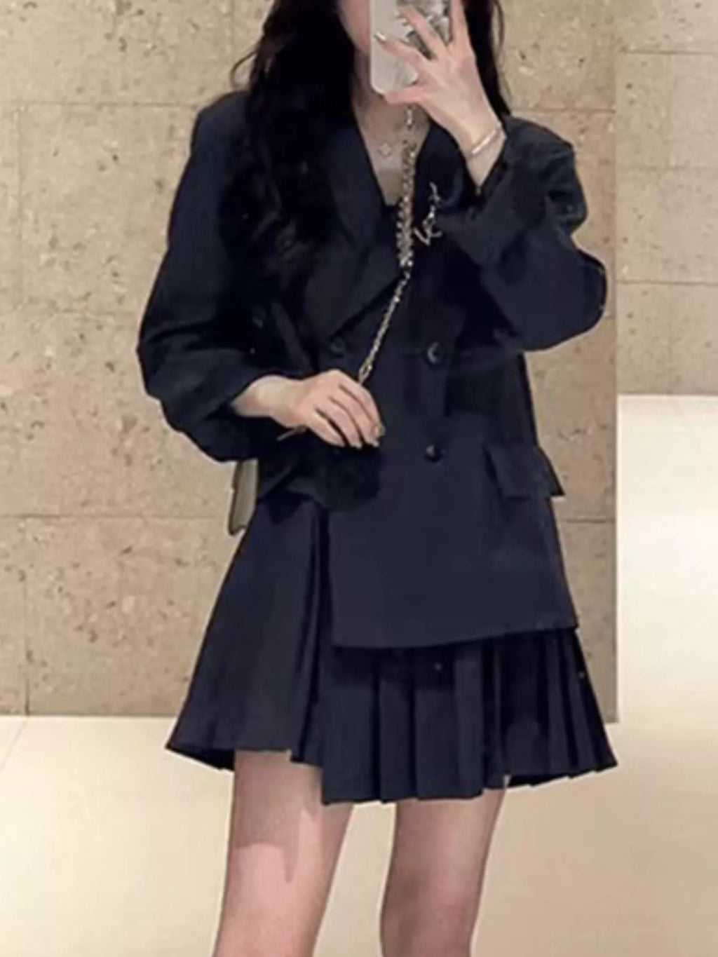 Plus Size Asymmetrical Pleated Blazer Dress