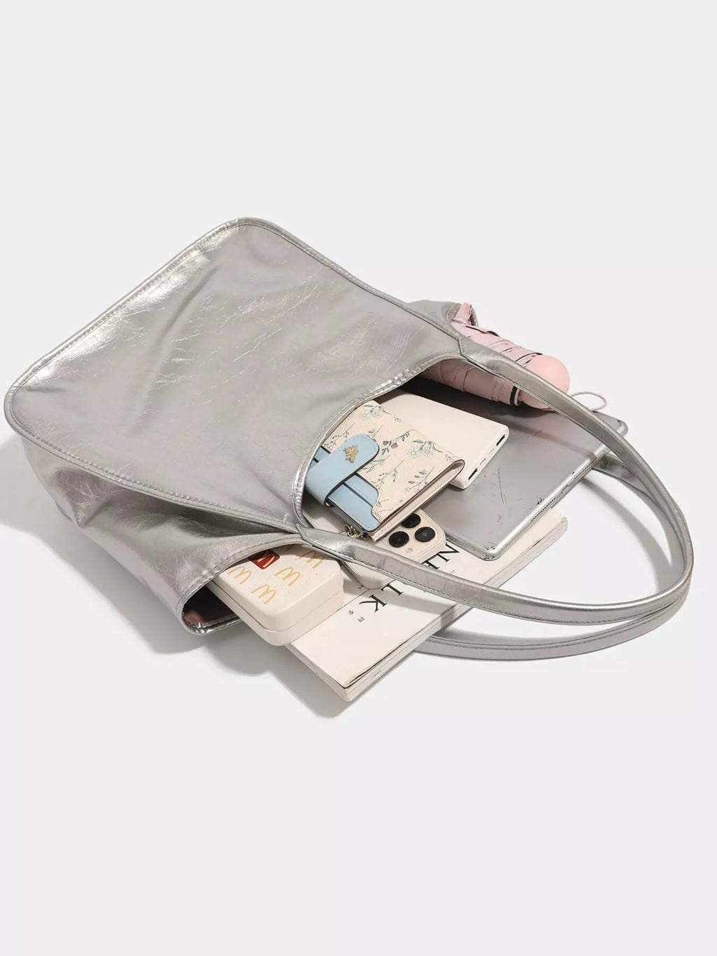 Metallic PU Leather Tote Bag