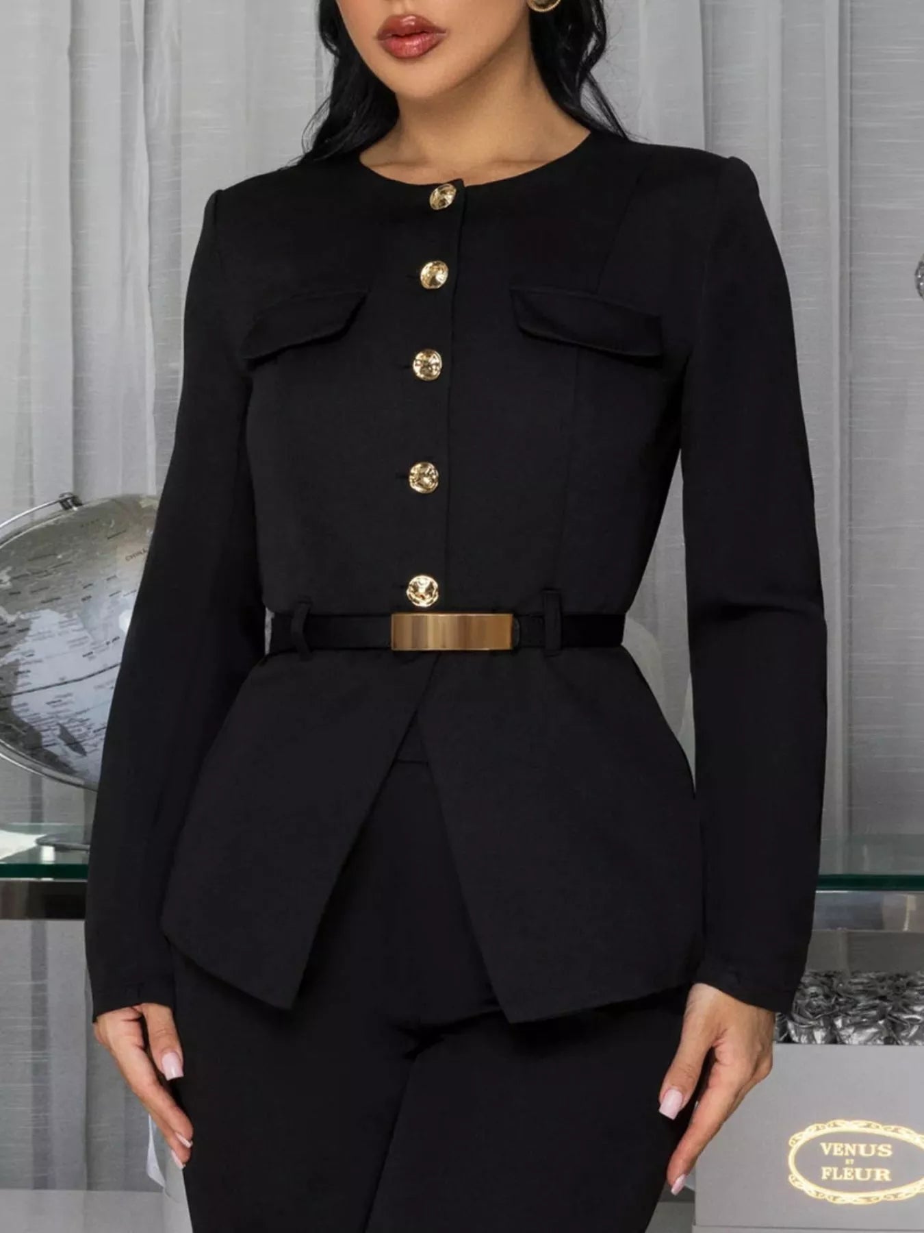 Button Up Long Sleeve Top and Pants Set