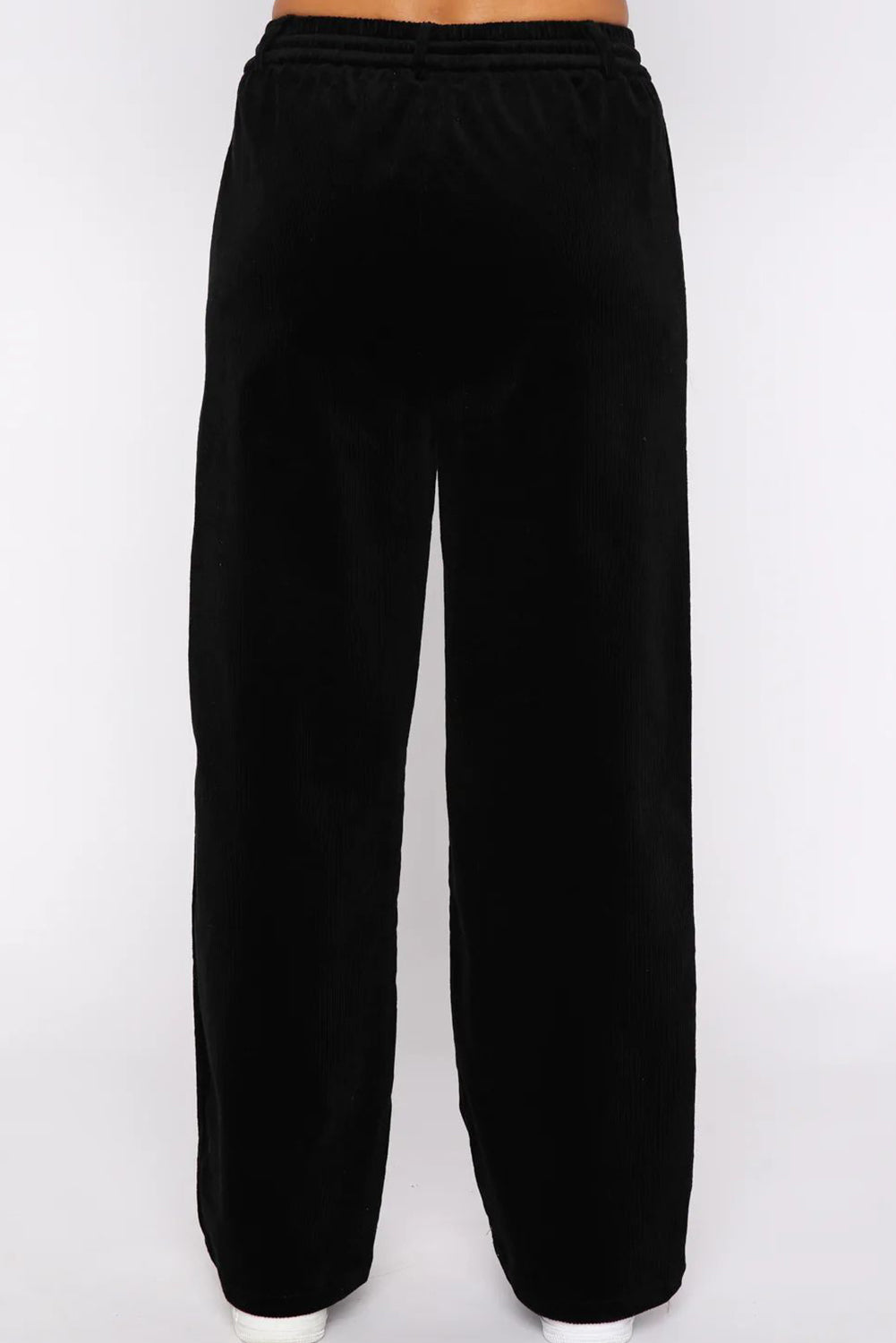 Solid Drawstring Waist Wide Leg Pants