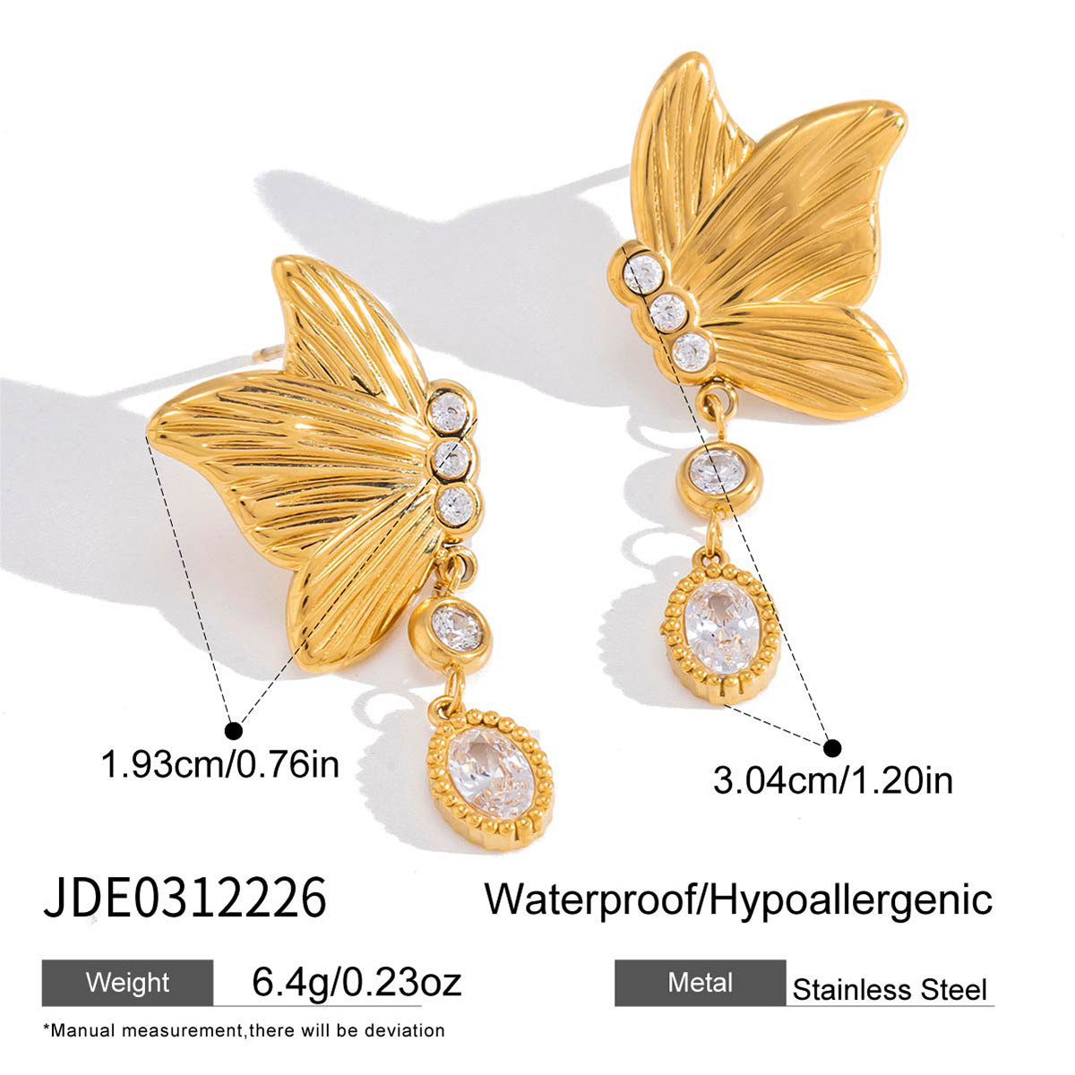 Butterfly Zircon Drop Earrings