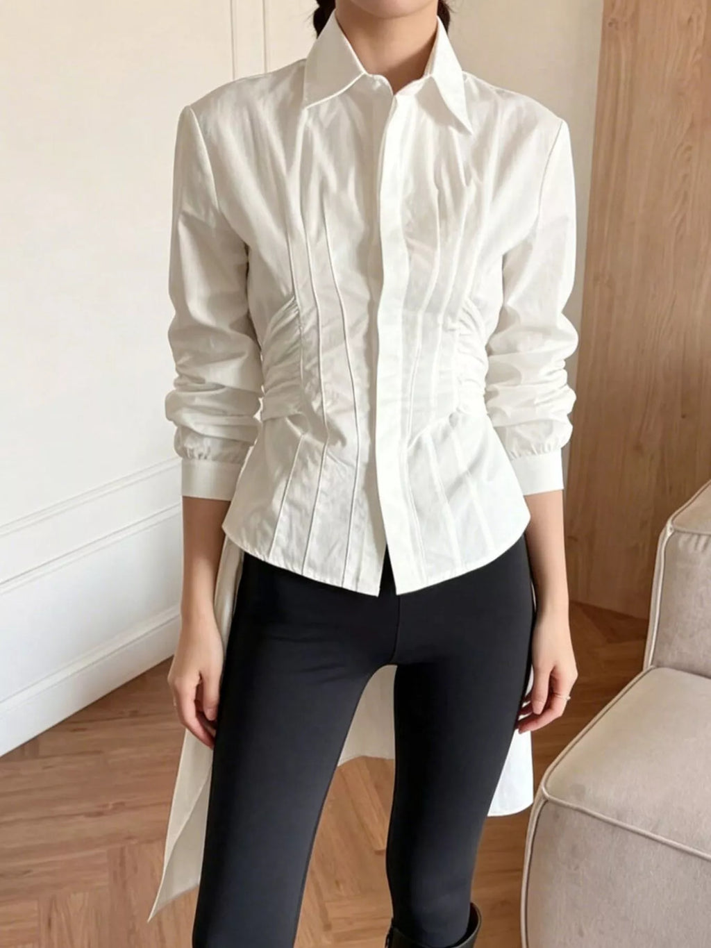 Slim-Fit Ruched Waist Shirt
