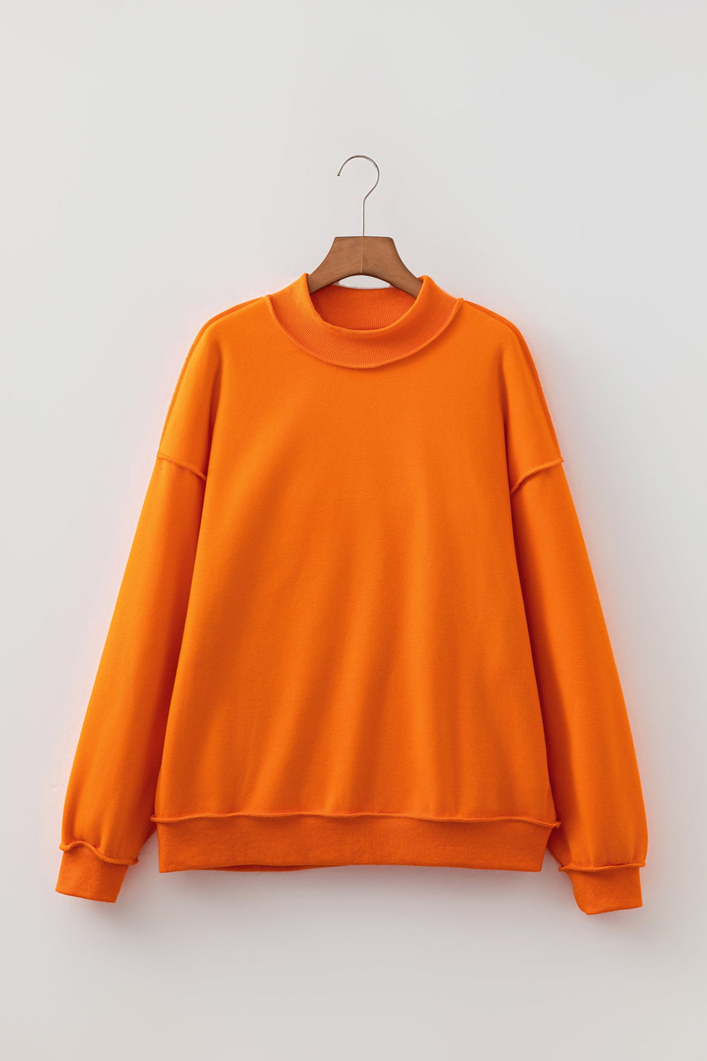 Light Pink Oversize Drop Shoulder Reversible Mock Neck Sweatshirt